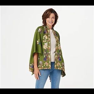 Tolani Embroidered Floral Print Wrap, Size M/L